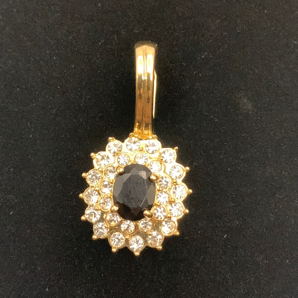 - Costume White and Blue Sapphire Colored Rhinestone Slide